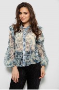 Блуза женская с принтом шифоновая, цвет оливковый, 230R1503 - фото № 0