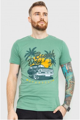 Футболка мужская с принтом  -уценка, цвет оливковый, 219R010-U-3