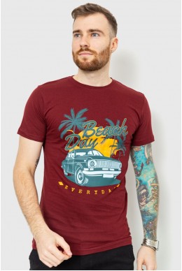 Футболка чоловіча з принтом  -уцінка, колір бордовий, 219R010-U-2