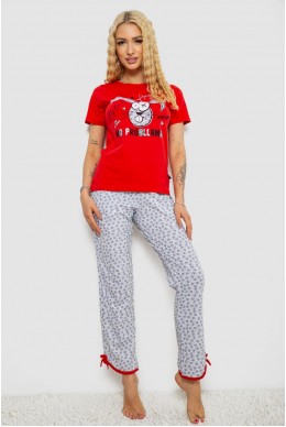 Пижама женская с принтом, цвет красный, 243R2039