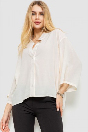 Блуза классическая однтонная, цвет молочный, 102R332-3