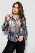 Блуза жіноча з принтом шифонова, колір сірий, 230R1503 - фото № 0