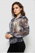 Блуза жіноча з принтом шифонова, колір сірий, 230R1503 - фото № 2