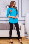 Женская рубашка бирюзового цвета с вышивкой 172R201 - фото № 1