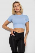 Футболка - топ женская в рубчик  -уценка, цвет голубой, 238R58210-U-15 оптом - фото № 0