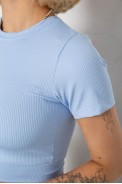 Футболка - топ женская в рубчик  -уценка, цвет голубой, 238R58210-U-15 оптом - фото № 4