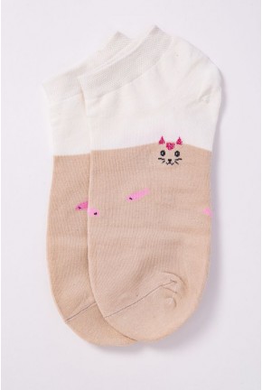 Жіночі короткі шкарпетки бежево-молочного кольору 151RBY-29
