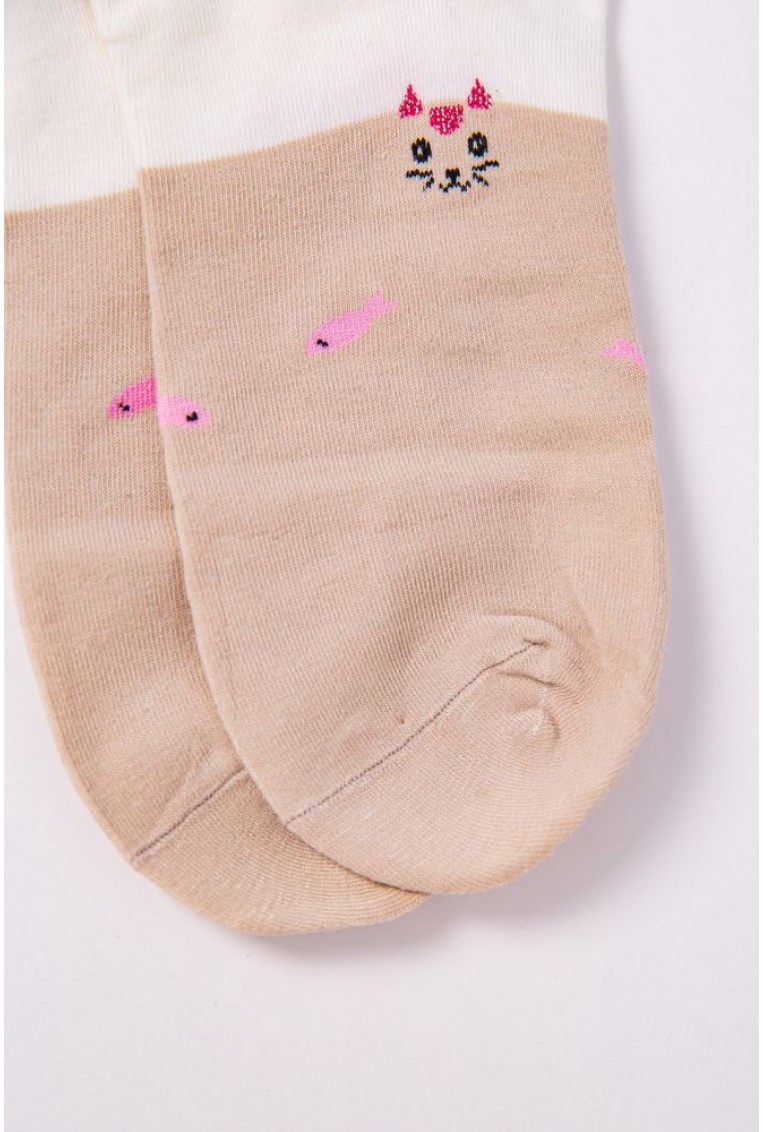 Купити Жіночі короткі шкарпетки бежево-молочного кольору 151RBY-29 - Фото №2