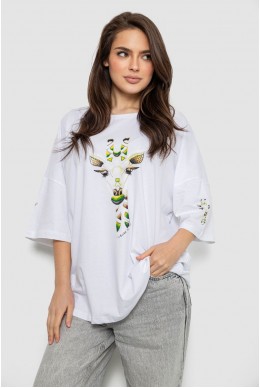 Футболка жіноча з принтом, колір білий, 244R2012