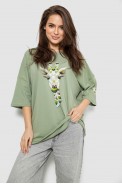 Футболка жіноча з принтом, колір оливковий, 244R2012 - фото № 0