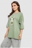 Футболка жіноча з принтом, колір оливковий, 244R2012 - фото № 2