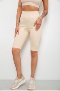 Велотреки жіночі однотонні, колір бежевий, 214R922 - фото № 2