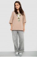Футболка женская с принтом, цвет бежевый, 244R2012 - фото № 1