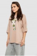 Футболка женская с принтом, цвет бежевый, 244R2012 - фото № 2
