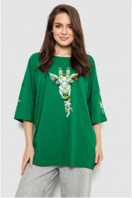 Футболка жіноча з принтом, колір зелений, 244R2012