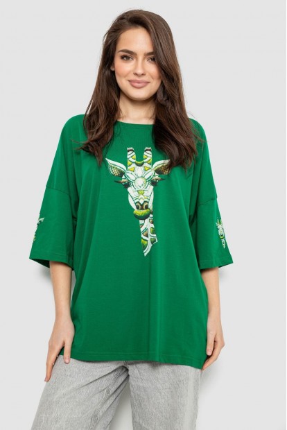 Футболка жіноча з принтом, колір зелений, 244R2012