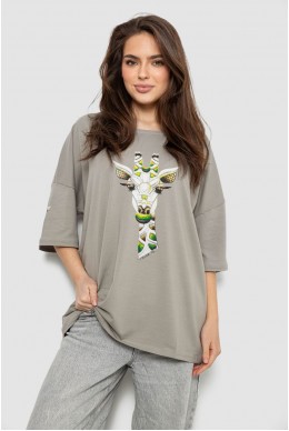 Футболка женская с принтом, цвет серый, 244R2012