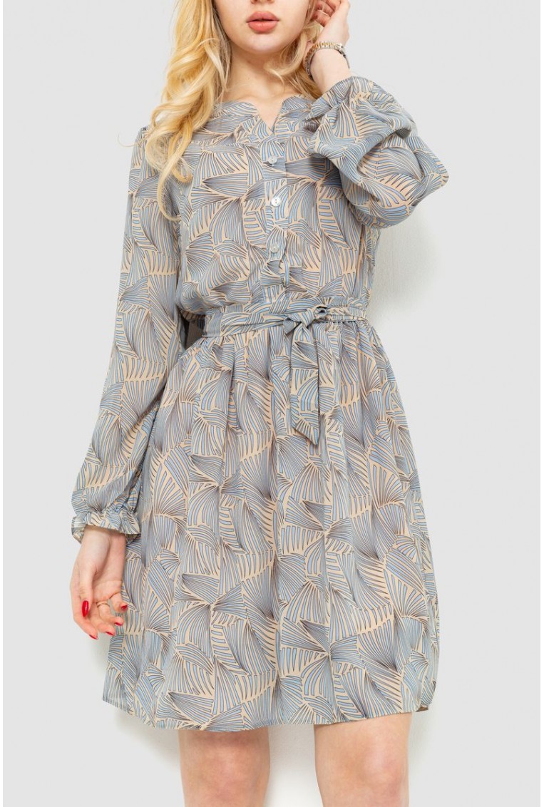 Купити Сукня  принтом, колір бежево-блакитний, 230R007-13 - Фото №2