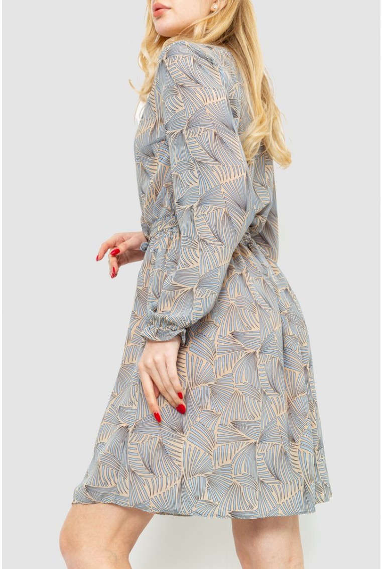 Купити Сукня  принтом, колір бежево-блакитний, 230R007-13 - Фото №4