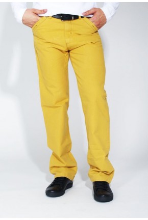 Горчичные брюки мужские классические, хлопковые ровная штанина 106R001