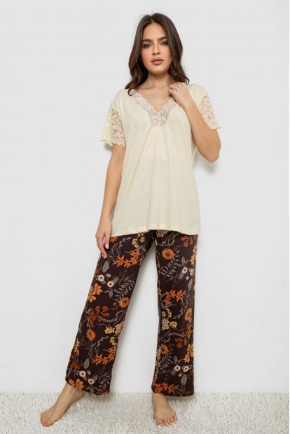 Пижама женская с принтом  -уценка, цвет желтый, 243R1600-008-U-16
