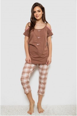 Пижама женская  -уценка, цвет коричневый, 243R1602-014-U