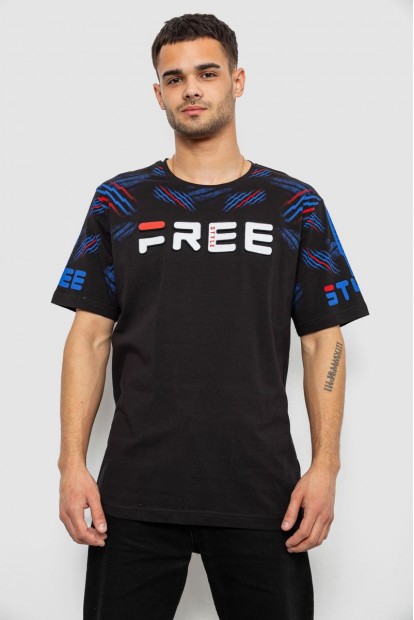 Футболка мужская с принтом, цвет черный, 244R6738B