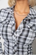Рубашка женская в полоску, цвет черно-белый, 230R064-2 - фото № 4
