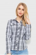 Рубашка женская повседневная  -уценка, цвет серо-белый, 230R064-U-8 - фото № 1