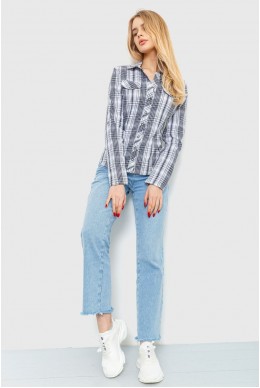 Рубашка женская повседневная  -уценка, цвет серо-белый, 230R064-U-8