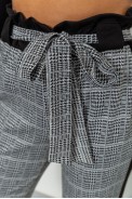 Женские укороченные брюки, в клетку с лампасами цвет Серый, 172R9314-1 - фото № 6
