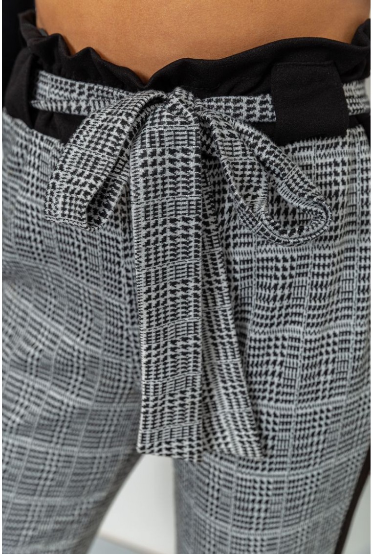 Купить Женские укороченные брюки, в клетку с лампасами цвет Серый, 172R9314-1 - Фото №7