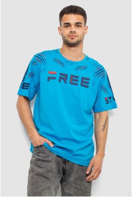 Футболка чоловіча з принтом, колір блакитний, 244R6738B