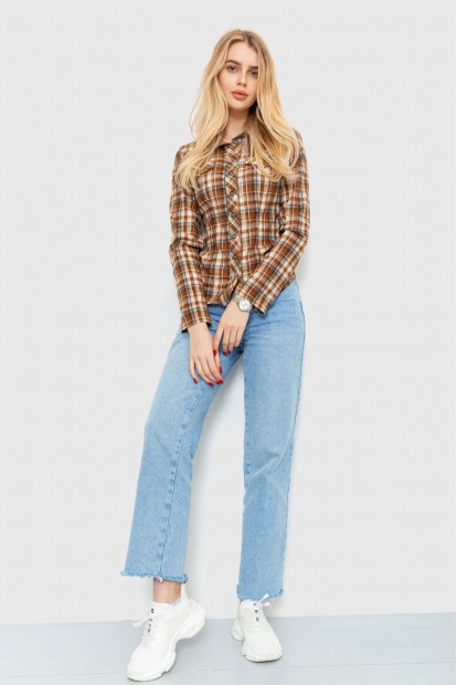 Рубашка женская повседневная  -уценка, цвет коричневый, 230R064-U-9