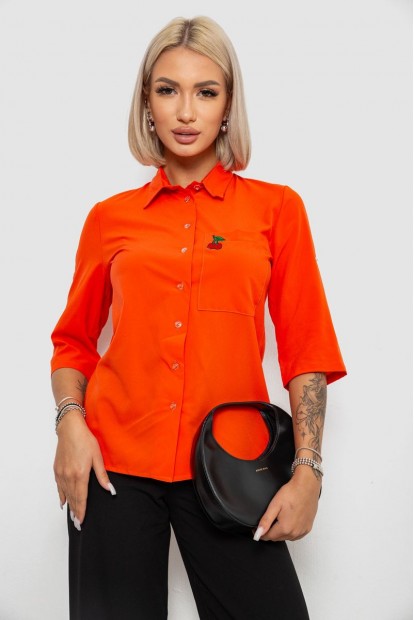 Блуза класична з принтом, колір помаранчевий, 230R191