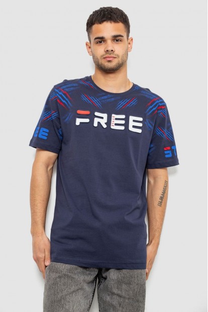 Футболка чоловіча з принтом, колір синій, 244R6738B