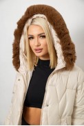 Куртка жіноча зимова коротка, колір світло-бежевий, 244R865 - фото № 7