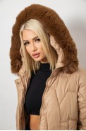 Куртка жіноча зимова коротка, колір бежевий, 244R865 - фото № 6
