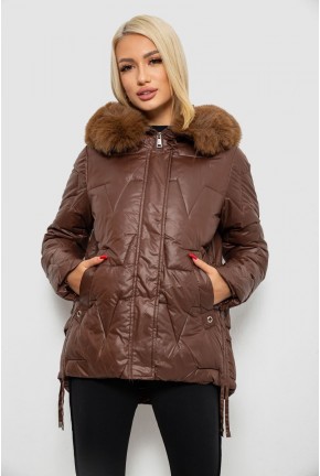 Куртка женская зимняя короткая, цвет коричневый, 244R865