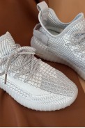 Кроссовки женские текстиль 243R779, цвет Бело-серый оптом - фото № 1
