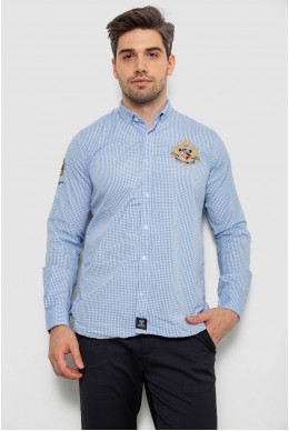 Сорочка чоловіча в клітинку, колір блакитний, 214R9030