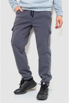 Спорт штани чоловічі карго на флісі, колір темно-сірий, 241R0651