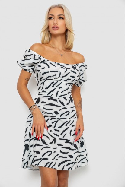 Сукня софт з принтом 230R01005-1, колір білий, 230R0105-1