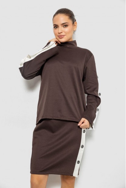 Костюм женский классический, цвет коричневый, 257R322-1