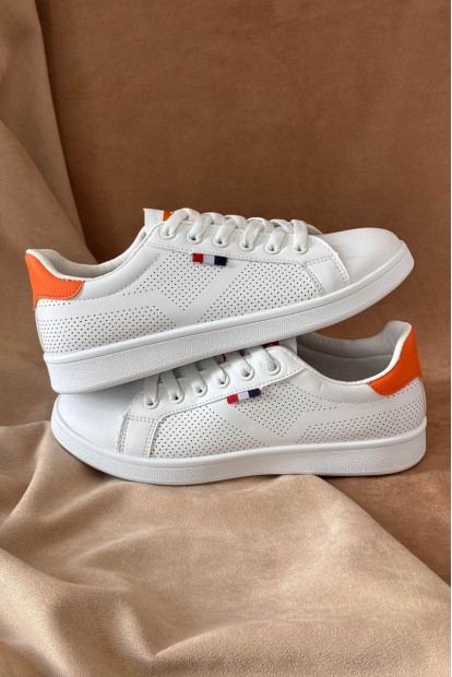 Кеди жіночі, колір біло-помаранчевий, 248RR63