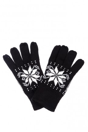 Перчатки вязанные с узором, цвет черно-белый, AG-0008317