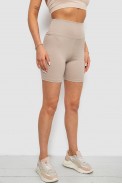 Велотреки жіночі однотонні в рубчик, колір бежевий, 214R934 оптом - фото № 2