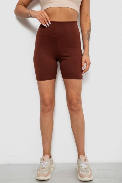 Велотреки жіночі однотонні в рубчик, колір коричневий, 214R934