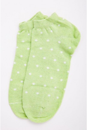 Жіночі короткі шкарпетки, салатового кольору в принт, 131R137084-1