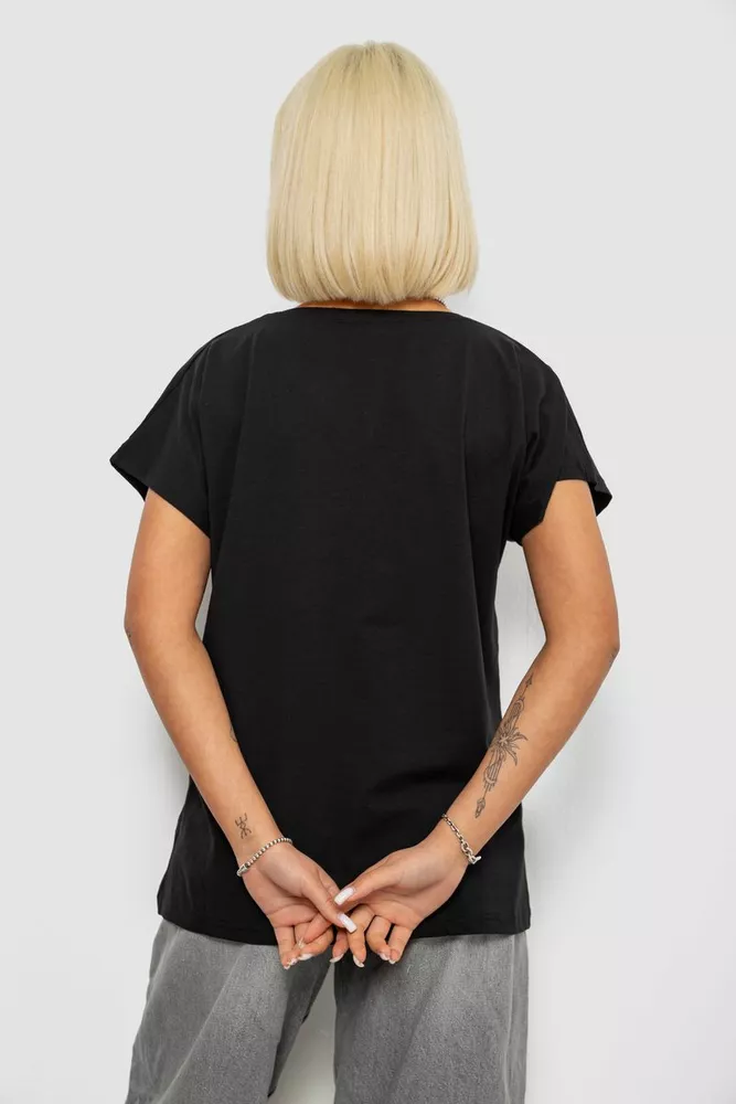 Купить Футболка женская с принтом, цвет черный, 244R3013-5 - Фото №4